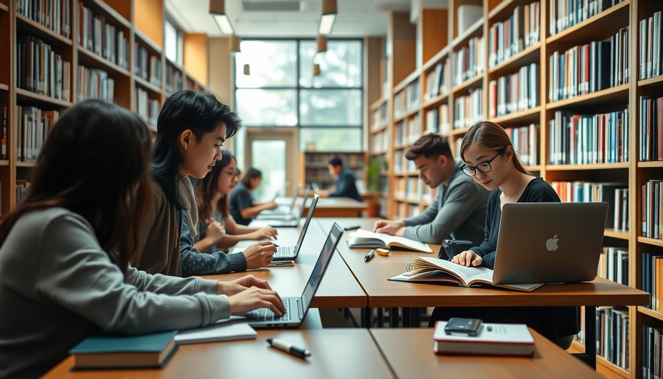 Student using learning strategies while studying